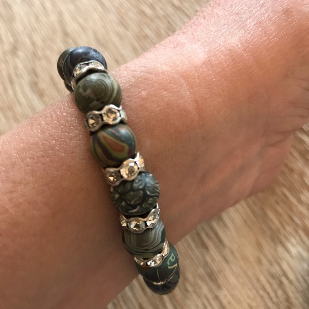 Viva Bead And Rhinestone Stretch Bracelet